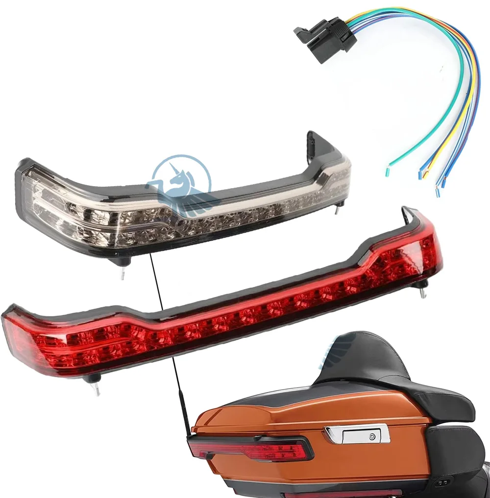 

Для Harley Touring 14 Up CVO Road King Street Tri Ultra Glide Tour Pak Pack Багажник Мотоцикл Верхняя коробка Задний светодиодный указатель поворота