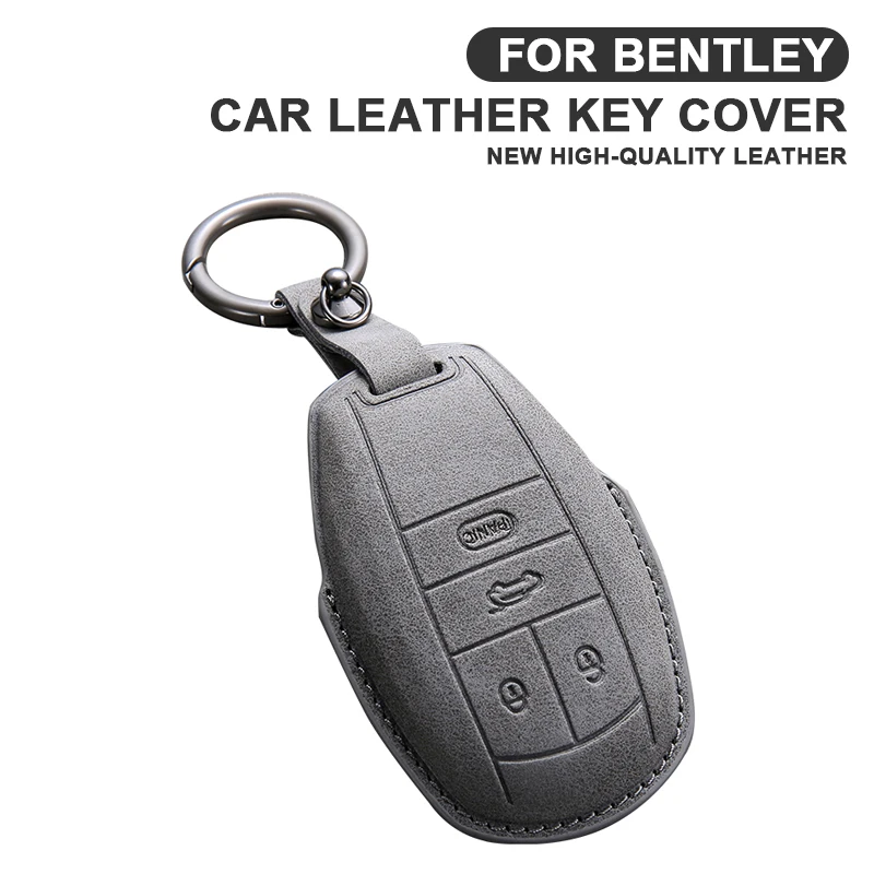 

Leather Key Case Fob For Bentley Bentayga Continental Flying Spur Mulsanne PHEV Continental GT Cover Case Keychain Accessories