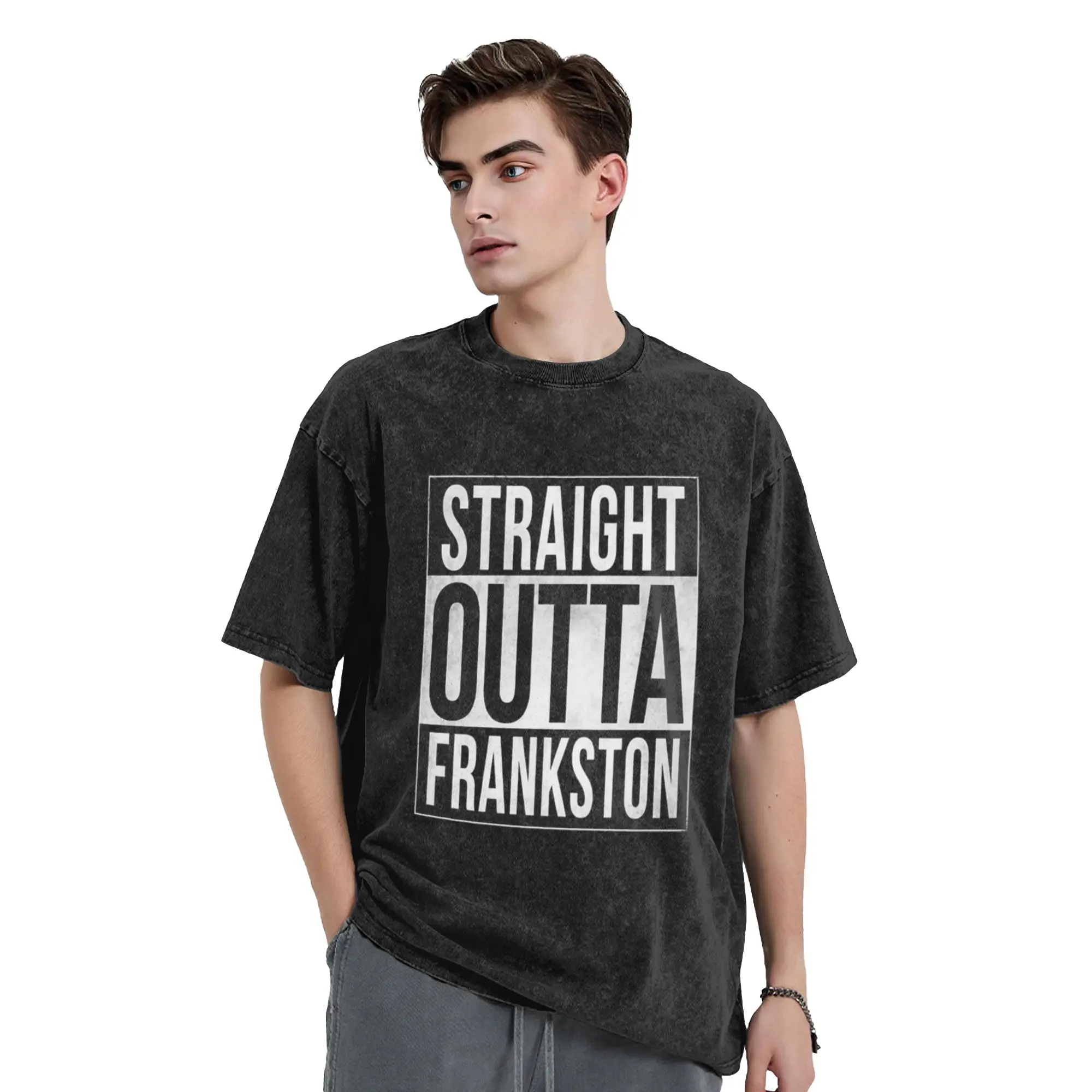 Straight Outta Frankston Classic Comfort A Washed T Shirt Men's Women's Oversized Cotton Tees Tops