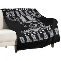 What Happens In Vegas Started In Oakland Football Raider T-Shirt Throw Blanket Kid'S Blanket Luxury Brand Blanket