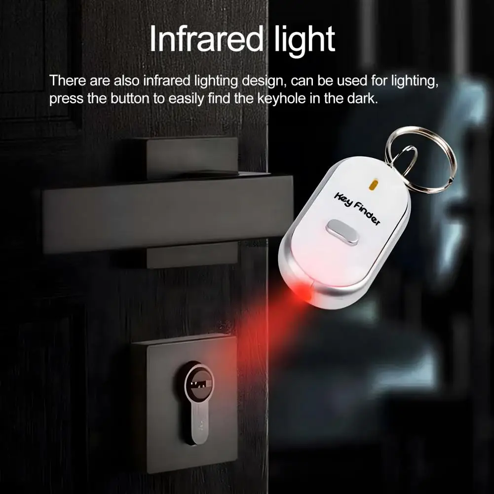 

2Pcs Key Finder 5.7cm Keychain Whistle Remote Control Flashing Key Tracker Device Portable Waterproof Anti-lost Key Ring Holder