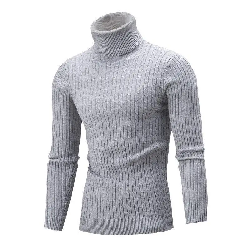 

Men's Knitted High Collar Twist Base irt Sweater in White Beige Bla And Wine Red for Autumn Winter Faion Urban...