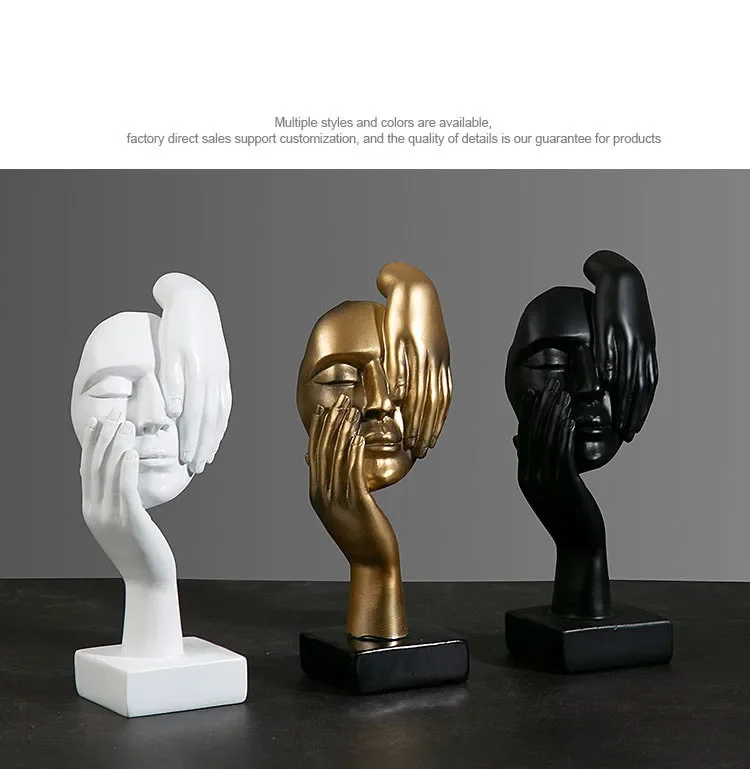 Abstrakte Maskenstatuen aus Kunstharz, europäische Miniaturfiguren für den Innenbereich, Zuhause, Büro, Arbeitszimmer, Desktop-Figur, Ornament, Dekor, Geschenk – Detail 5