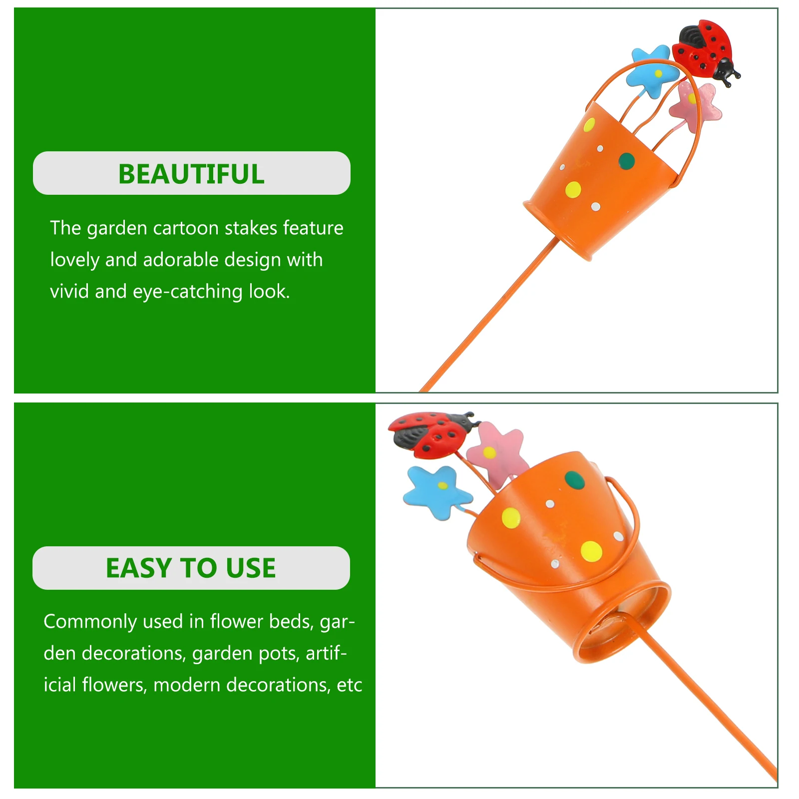 

Iron Garden Stake Decoration Bucket Pot Stick Ornament Weatherproof Lawn Yard Ground Inserted Decor Metal Flower Pot Stake