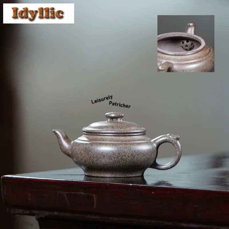 

130 мл винтажные чайники Исин из фиолетовой глины, знаменитый мастер, ручная работа, горшок с крестом на мосту, сырая руда, цветение, грязевой чайник, чайный сервиз Zisha, подарок