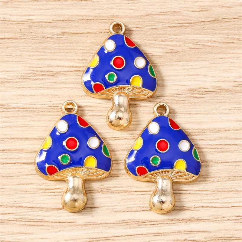 

Tusember 10pcs Colorful Cute Red Mushroom Enamel Pendant for Women's Earrings Bracelet Jewelry DIY Necklace Handmade Craft