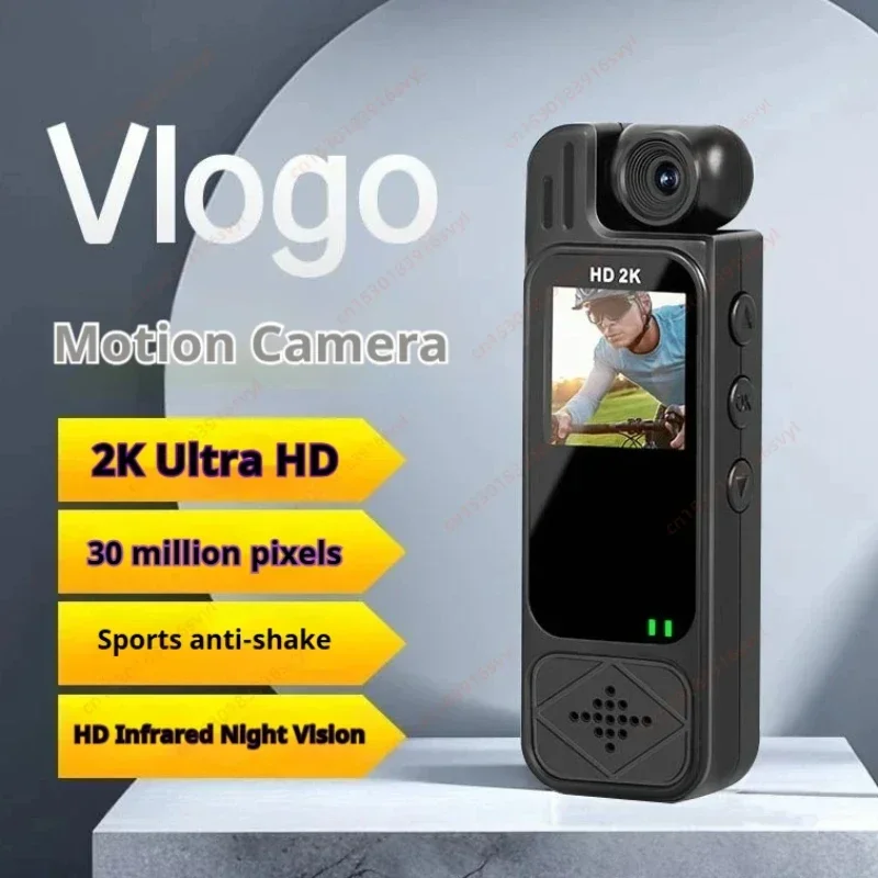 المحمولة 2K HD كاميرا الحركة الرياضية الصغيرة مشبك خلفي للرؤية الليلية عمل كام 180 تدوير لين السفر دراجة سائق مسجل فيديو #2