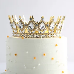Red Pink Silver Gold Crystal Crown Cake Topper for Gril Birthday Party Cake Decorations