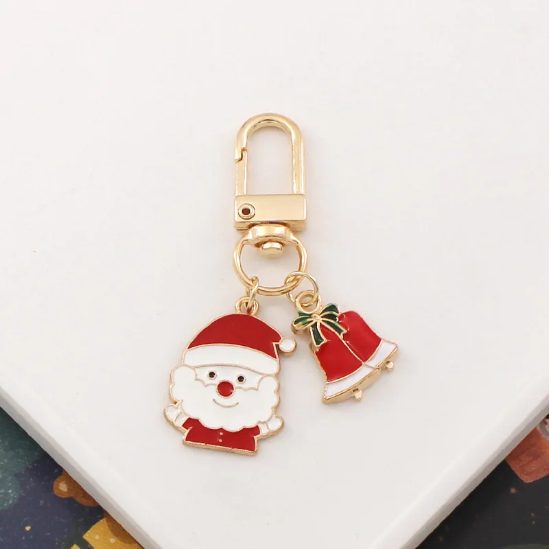 Christmas Keychain Cute Christmas Dress Up Tree The Elderly Small Bell Snowflake Bag Pendant Key Chain Metal Car Keyring Gift