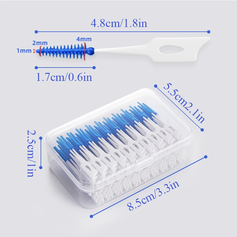 200PCS Silicone Interdental Brushes Toothpick Oral Care Teeth Floss Remove Hygienic Toothpicks Soft Rubber Bristle Teeth Clean