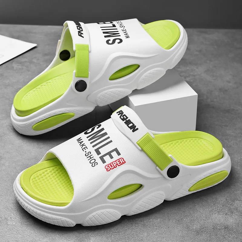 Sapato antiderrapante masculino, sapato casual de sola grossa, sandálias de praia, chinelos Baotou de sola macia, sandálias de praia, novo