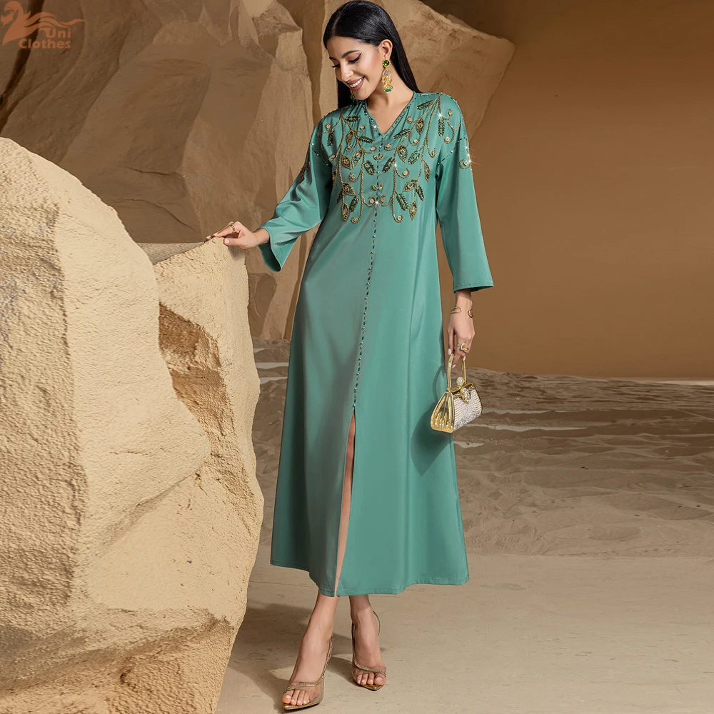 Ramadan dubaï luxe diamants Abaya pour femmes Robe musulmane Eid Mubarak Djellaba turquie caftan Islam Robe Marocain Femme