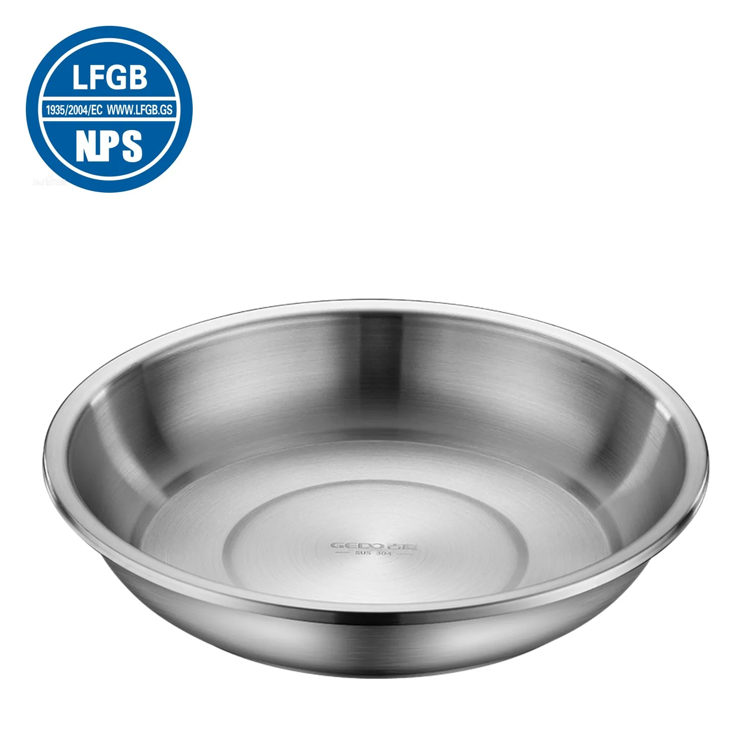 

LFGB Certification Thicken 304 Stainless Steel Banquet Plate Fall Resistant Baby Dining Dish Widen Edge Family Kitchen Tableware
