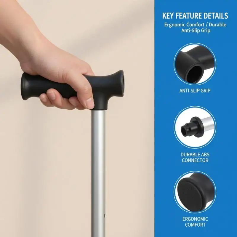 1 Pcs Anti-Skid Underarm Crutch And Walking Stick Handle Grip Cane Replacement Wraps for Enhanced Grip And Comfort