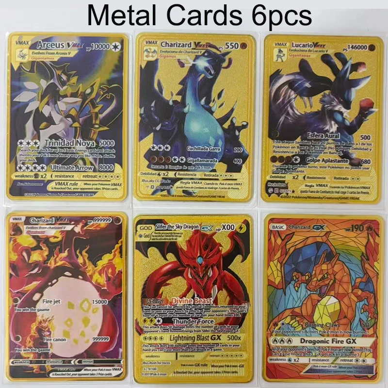 10000 Punkte Metallkarte Arceus Glurak Super Regenbogen-Glurak-Karte Golden English Mewtu Weihnachtsgeschenk – Detail 3
