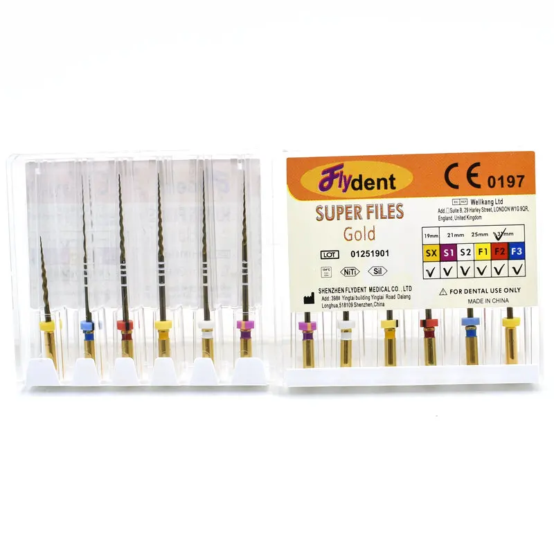 Dental Pro Endo Taper Gold Heat Activated Canal Root Files SX-F3 Super Files Gold Can Bend for Preparing Root Canal Treatment