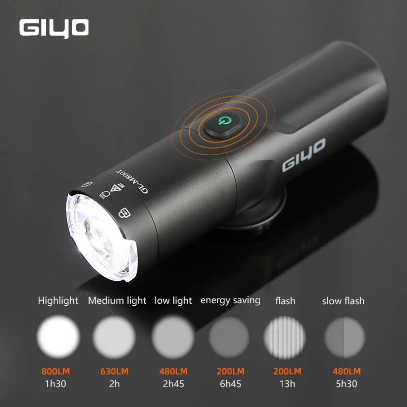 GIYO Bike Light 400-1500LM Bicycle Front Light With Mount Holder USB Rechargeable IP66 Waterproof Bicycle Headlight Flashlight