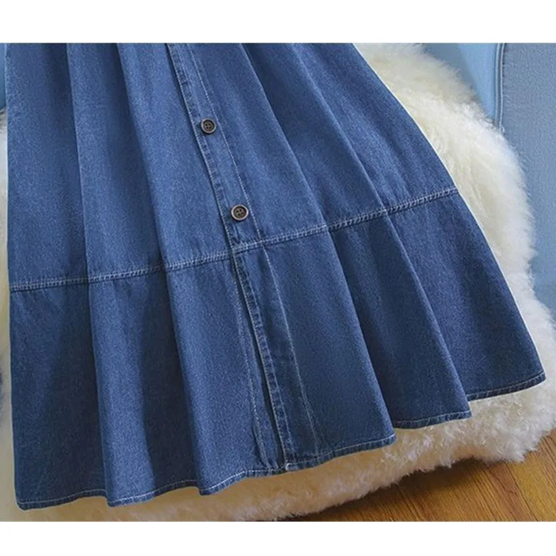Falda vaquera de talla grande 5XL para mujer, falda Maxi vaquera a la moda con diseño Sense Niche, faldas largas femeninas de cintura alta 2025