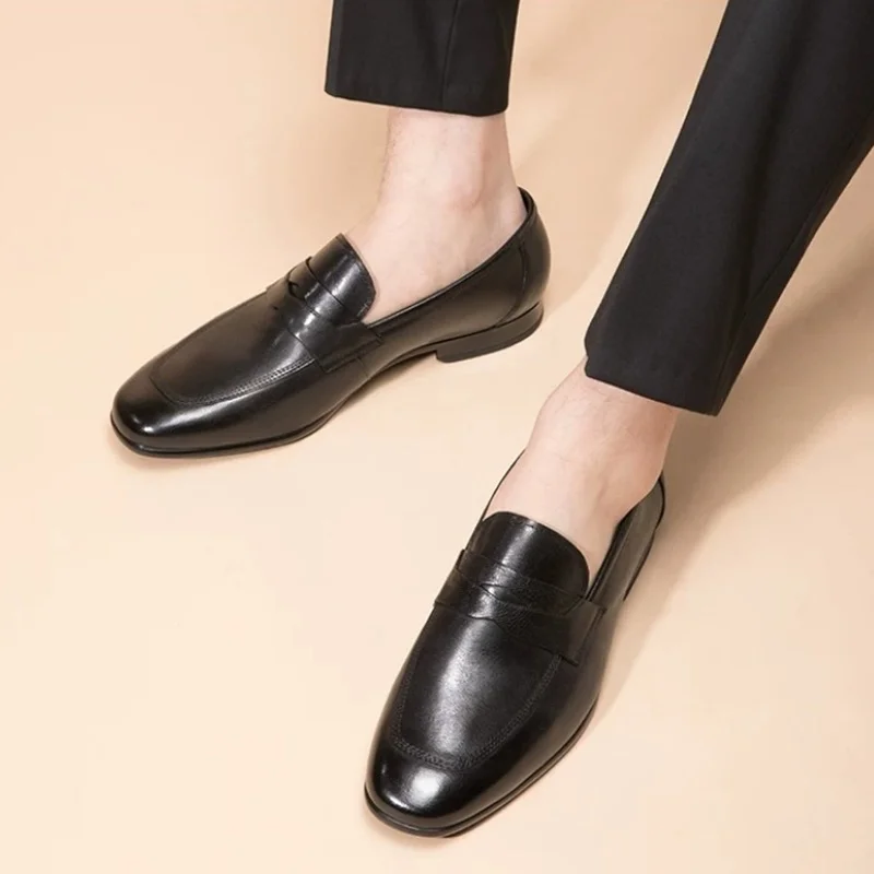 

Summer New High Quality Top-layer Cowhide Business Casual Leather Shoes For Men Soft Genuine Leather Loafers Dress Shoes