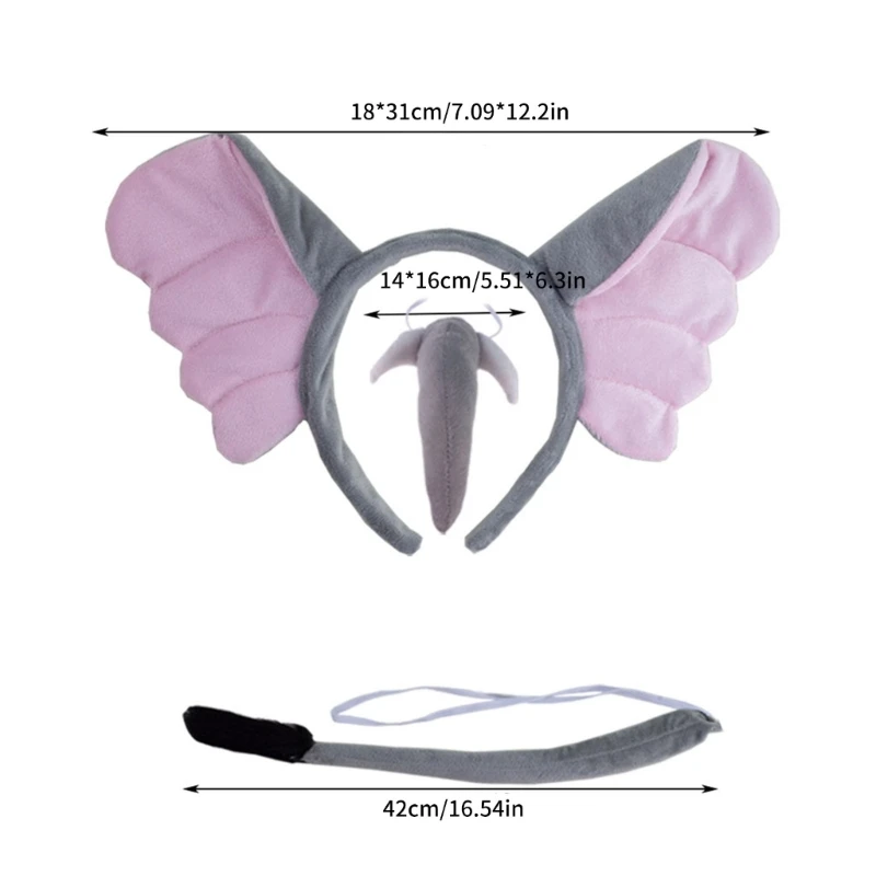 ชุดเครื่องแต่งกายสัตว์ ที่คาดผม หาง และจมูกสำหรับงานเลี้ยงวันเกิดสำหรับเด็ก