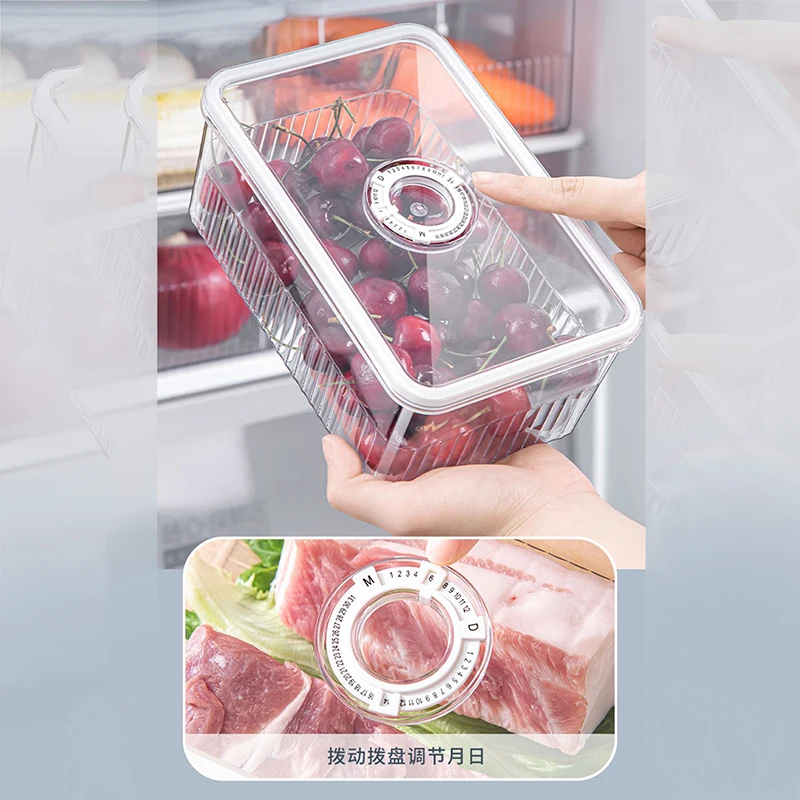 Caja de almacenamiento para refrigerador, organizador de nevera fresca, contenedores de almacenamiento de alimentos de frutas y verduras, despensa, organizador de cocina