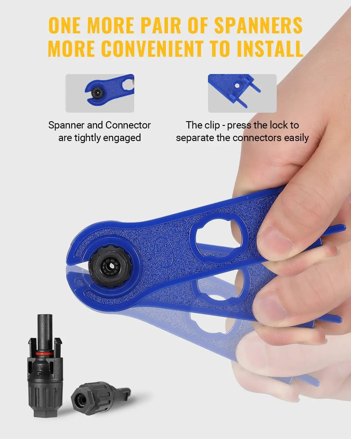 Solar Crimper Tool Kit Crimper, 12 Pairs Connectors, 2 Spanner Wrench for 14-10 AWG Solar Panel Cable Wire Crimping PV Assembly - Image 6