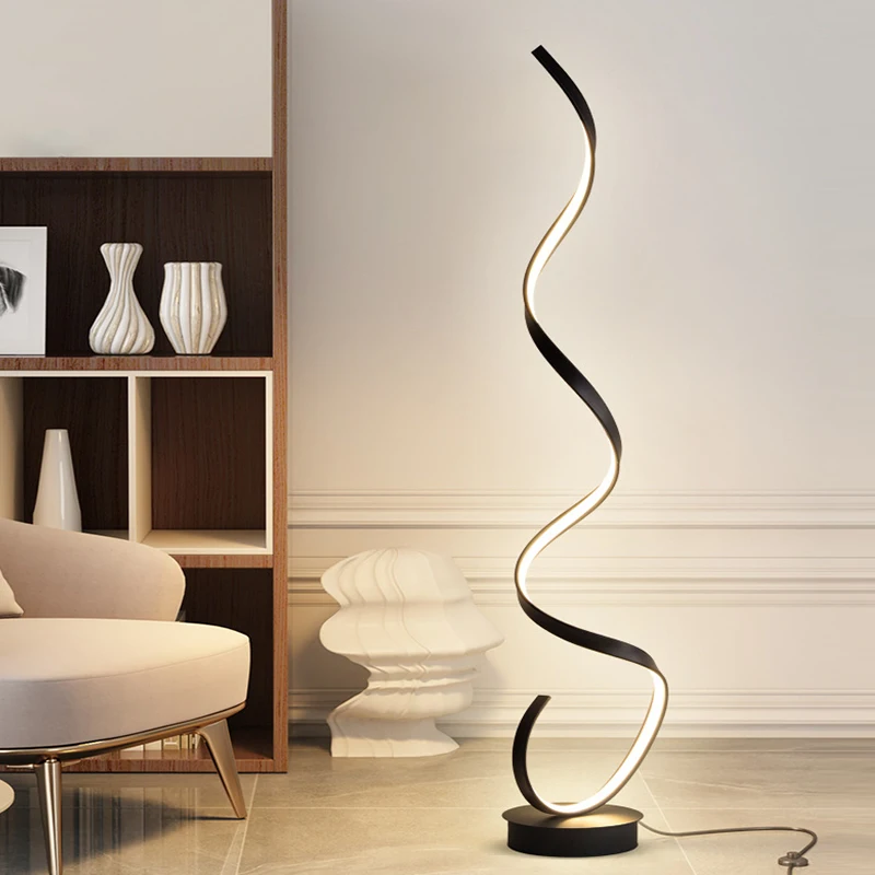 

Scandinavian dimmable LED floor lamp Remote control bedroom living room villa hotel Scandinavian modern spiral floor lamp