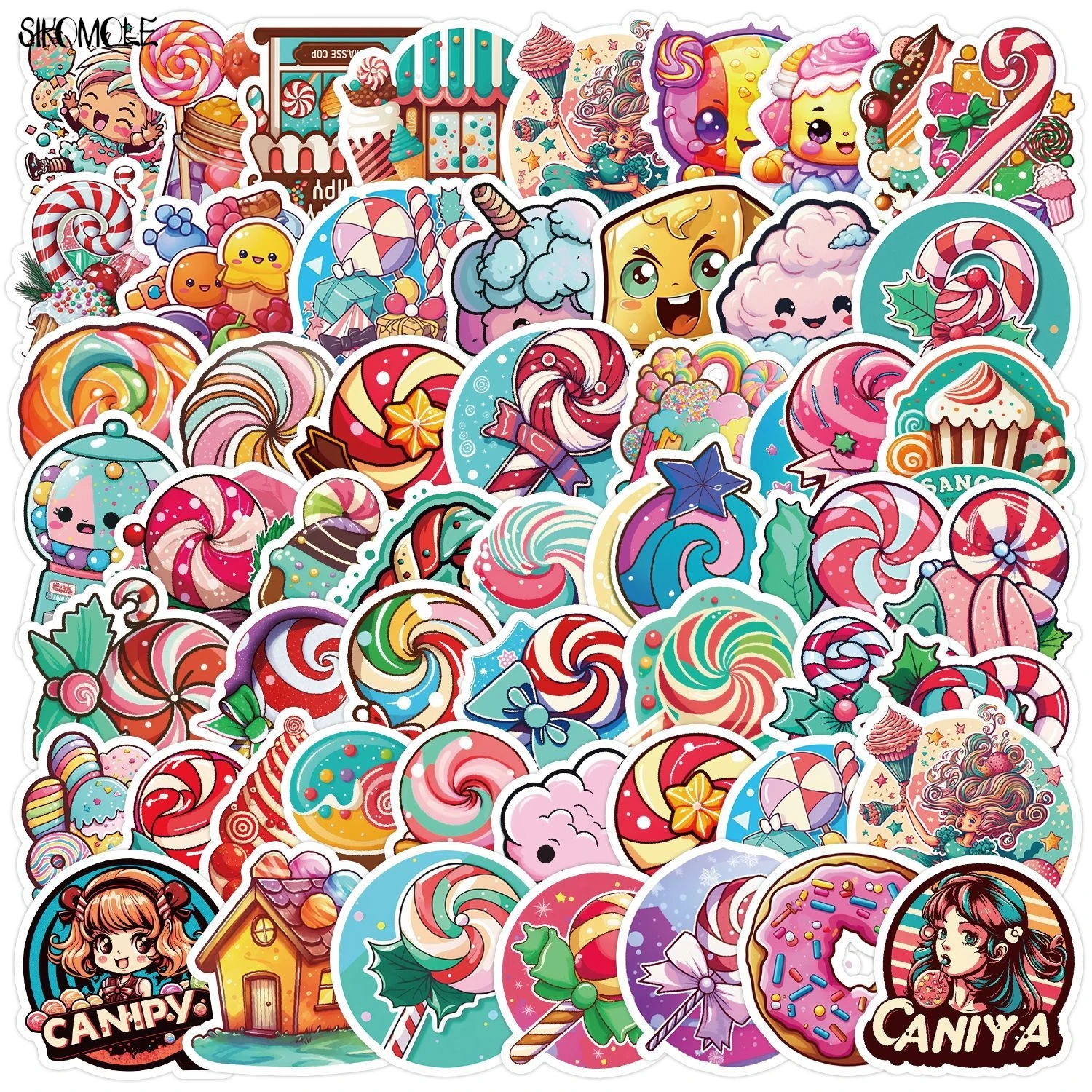 

10/30/50 шт., конфеты, леденец, десерт, граффити, наклейки, милый мультфильм, эстетическая игрушка «сделай сам», детский дорожный багаж, наклейка на холодильник, набор наклеек