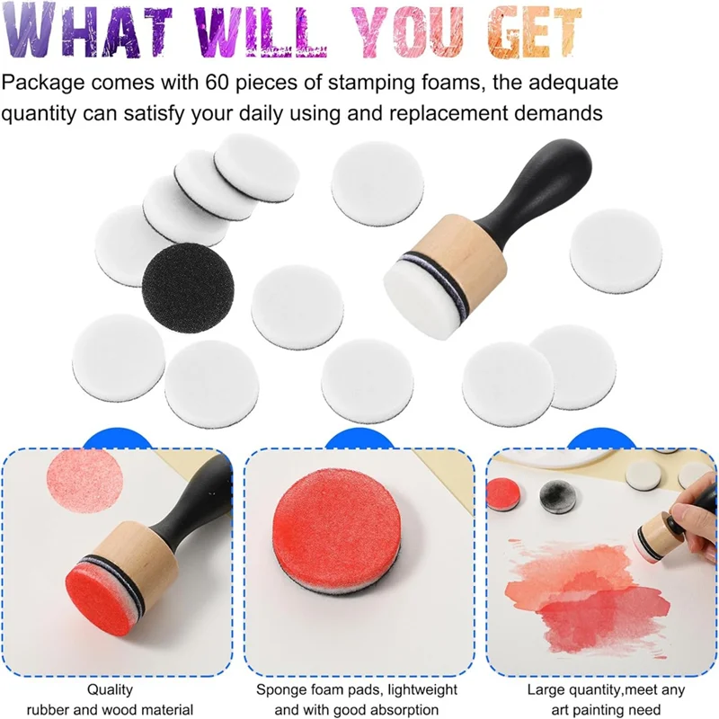 

Classic-62Pack Ink Blending Tool - 2Pcs Mini Applicator Tools And 60Pcs Replacement Foam Pads, Ink Paints Mixing Blending Tool