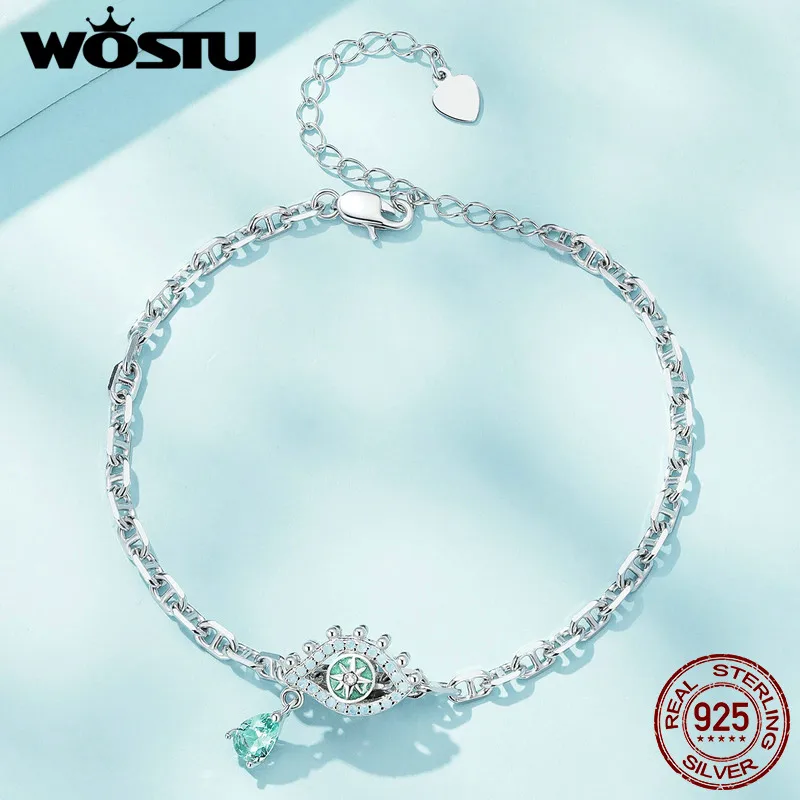 WOSTU Solid 925 Sterling Silver Special Hollow Design Basic Chain Bracelet For Charms Pendant DIY Birthday Jewelry Gift CQB254