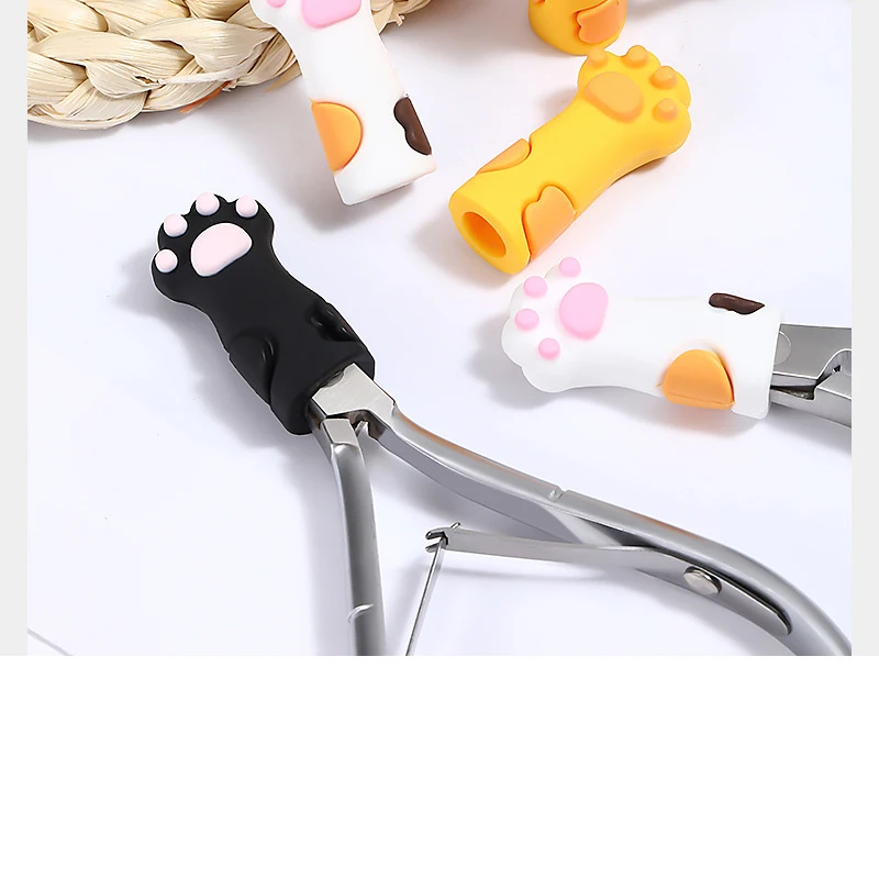 Cute Cat Paw Silicone Nipper Cover Protective Sleeve for Nail Cuticle Scissors Manicure Pedicure Tools Dead Skin Tweezers Cap