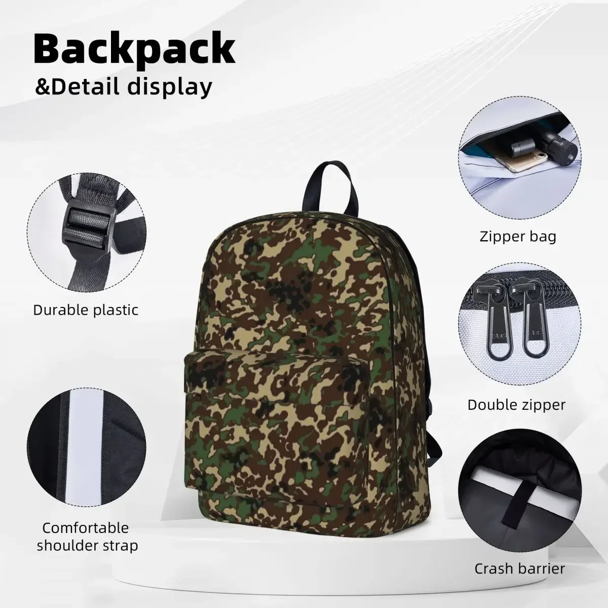 Flecktarn Camouflage Backpacks Student Book bag Shoulder Bag Laptop Rucksack Waterproof Travel Rucksack Children School Bag