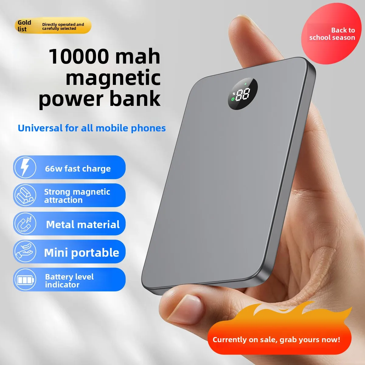 Xilecaly 10000mAh For Magsafe Compact Portable Magnetic Wireless Power Bank with 22.5W Super Fast Charging For iphone 17 Pro Max