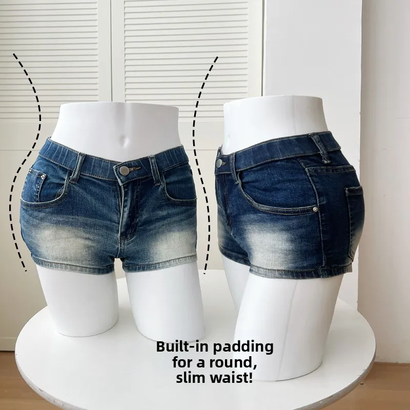 Low Waist Chic Denim Shorts Comfortable Fashionable Women's Clothing Hip Enhancing Trendy Hot Pants Korean Style Straight Leg...