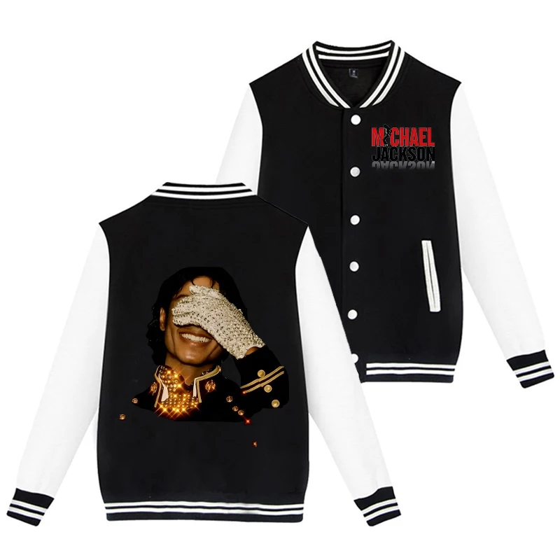 Michael Jackson Adult Baseball Jacket King of Pop Cardigan Outerwear Superstar Men Women Winter Warm Clothing Fashion Wear Gifts view 6