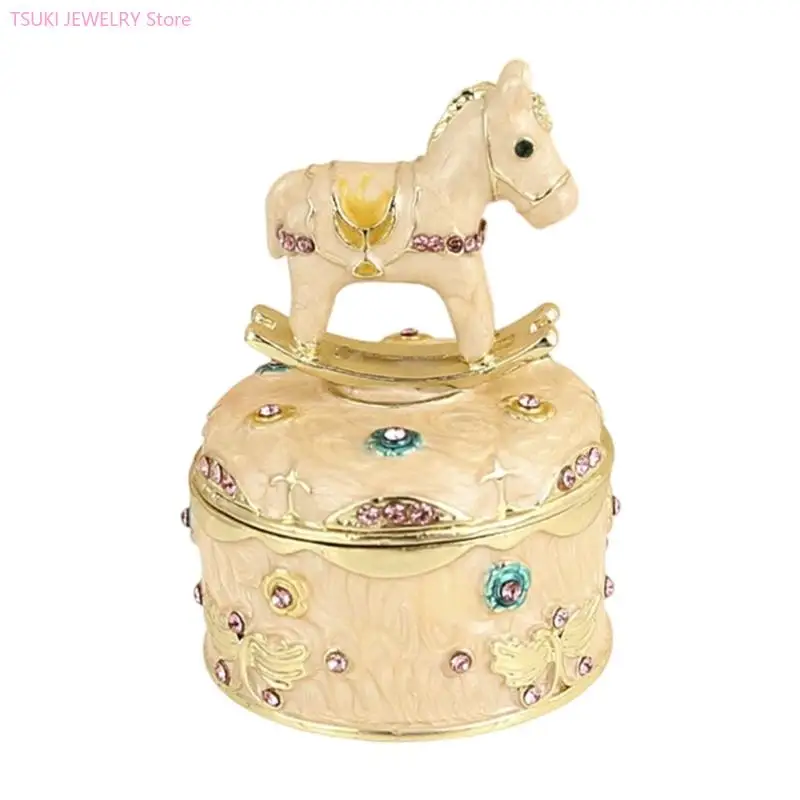 62KE Handcrafted Alloy Enamel Box Featuring Elegant Floral Design And Diamantes