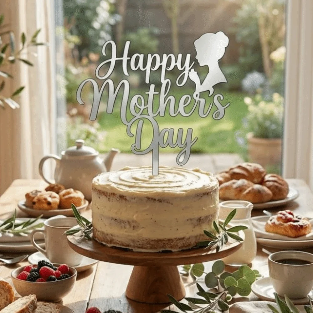Festival Acrylic Cake Topper Decorative Handmade Dessert Topper Cartoon Baking Tool Cake Insert Decor Mother's Day Party