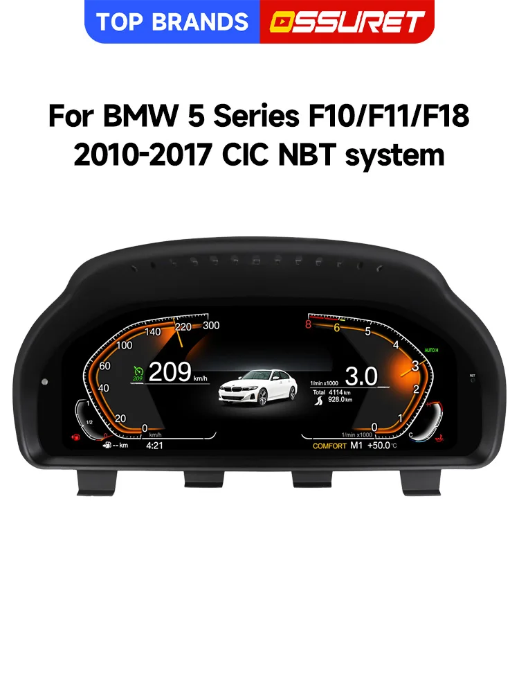 OSSURET – szybka wysyłka, 12,3-calowy cyfrowy panel wskaźników do BMW GT-F07/F10/F11/F18/F06/F12/F13/F01/F02/F03/F25/F26/F15/F16, system Linux, obsługa wielu języków, ekran HD 1920*720 z funkcją — 2