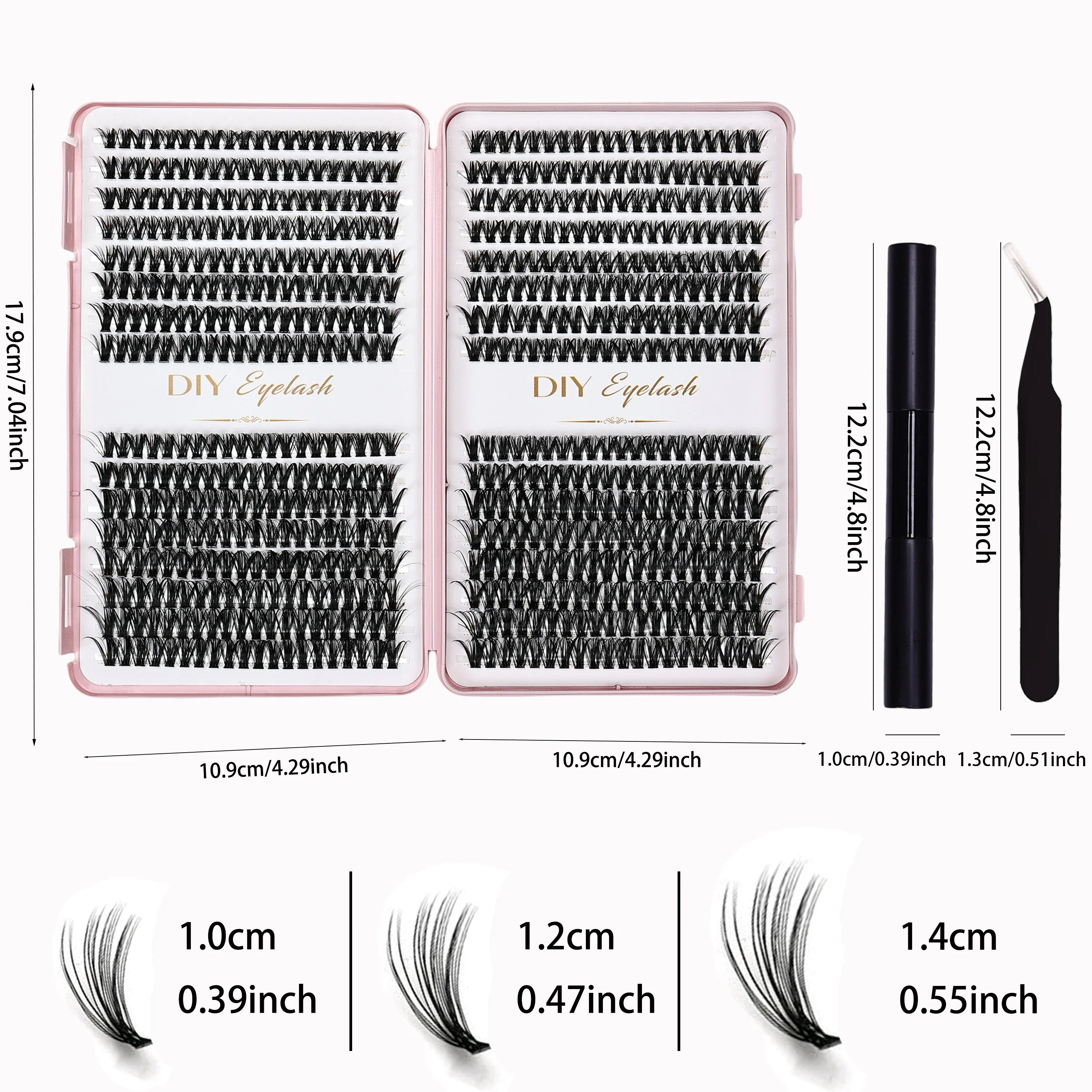 Kit di estensione ciglia da 640 pezzi con kit di estensione arricciatura D, adesivo per ciglia, sigillante e pinzette per ciglia