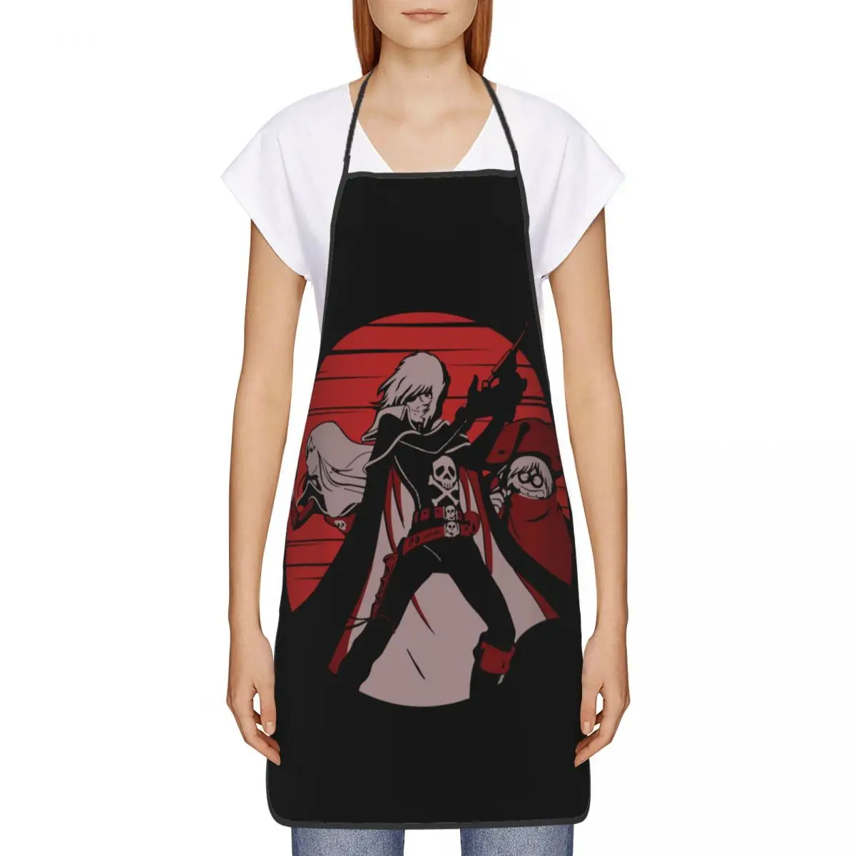 Space Pirate Captain Harlock Apron Women Men Unisex Bib Manga Anime Cooking Kitchen Tablier Cuisine Chef Baking