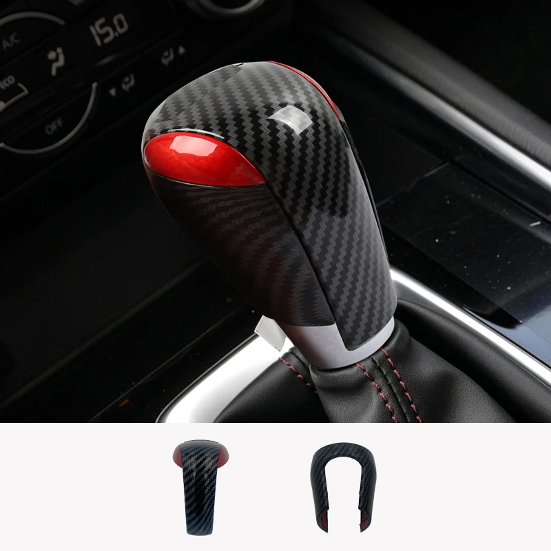 

For Mazda 2 3 6 CX-3 CX-9 CX-5 CX5 2017 2018 2019 4D Carbon fiber Car Gear Shift Knob Gear Head Cover Sticker Trim Accessories