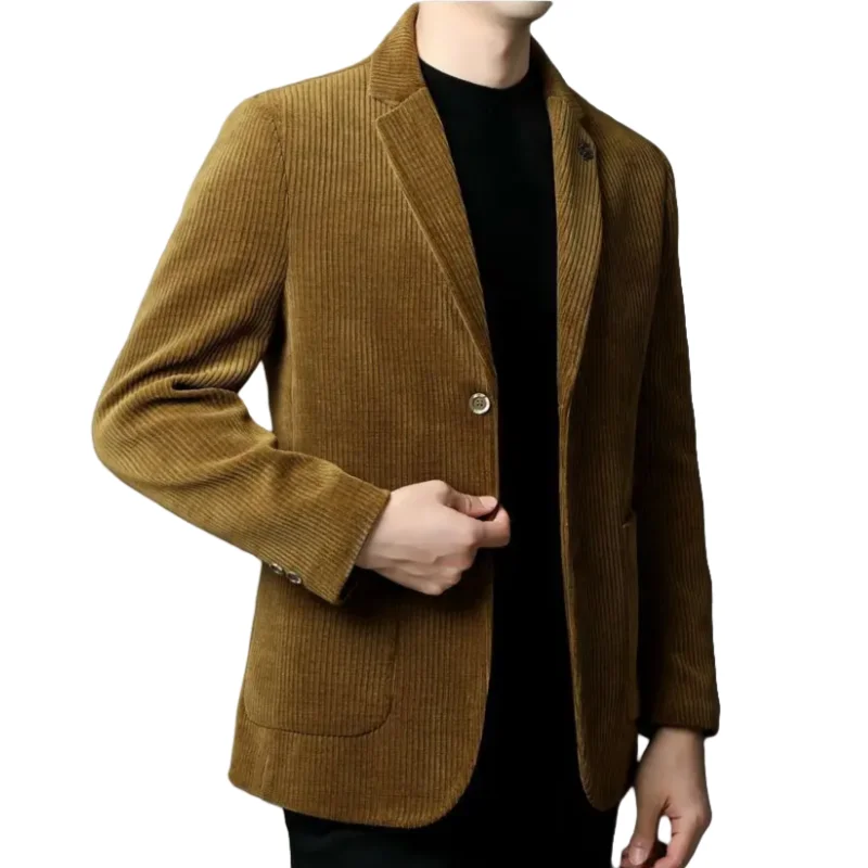 

Новый.Блейзер мужской осенне-зимний утолщенный. Вельвет. Мода. Повседневный. Британский стиль. Певица Представление. Бизнес. Платье Блейзер