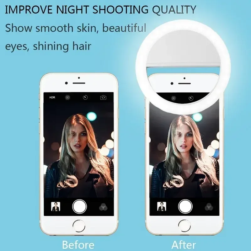 ‌Multi-Device Clip-On LED Light – Ring Light for iPhone, Samsung, POCO with Video/Flashlight Modes