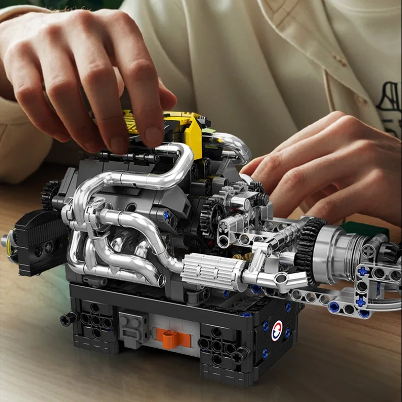 761 pçs 10207 v8 motor moc modelo de simulação bloco de construção kit com montagem movida a motor ornamentos tijolos brinquedos diy meninos presente