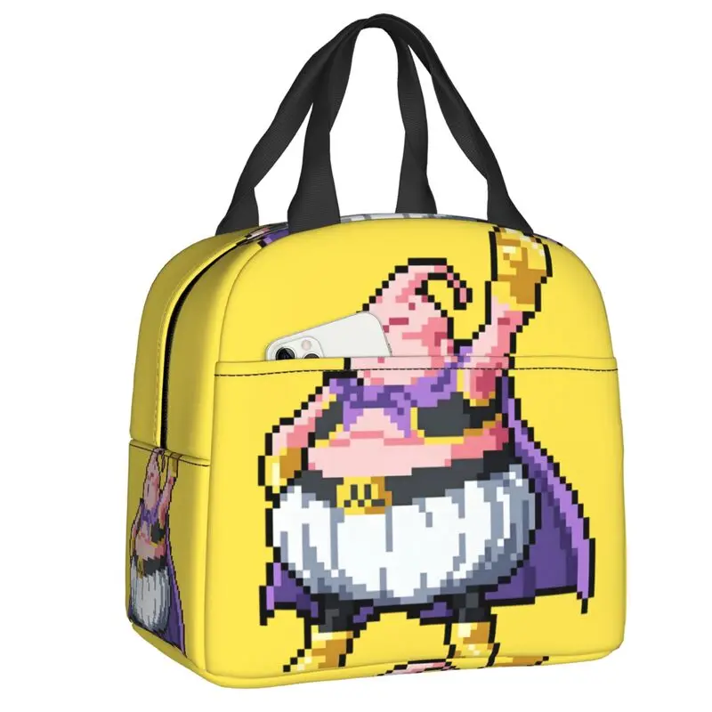 

Custom Funny Anime Majin Buues Insulated Lunch Bag for School Office Waterproof Thermal Cooler Lunch Box Women Children