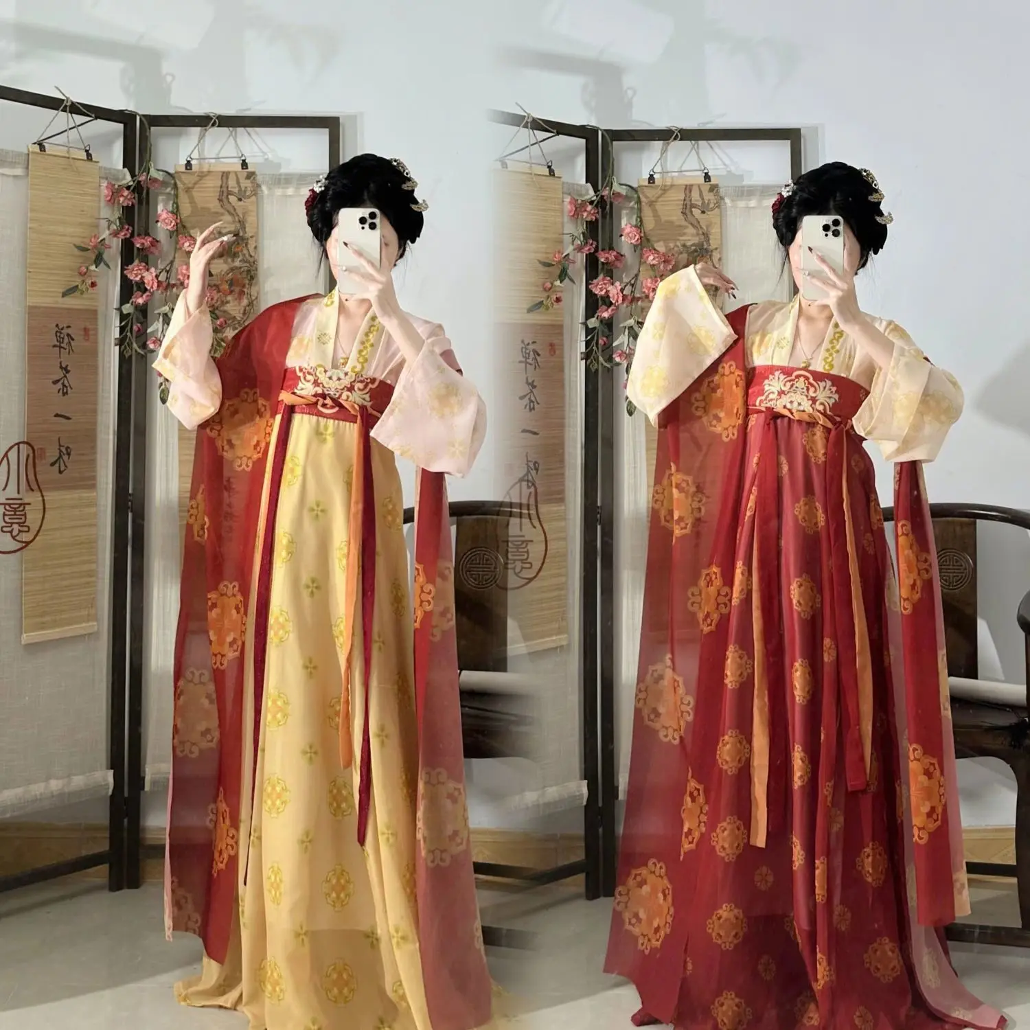 

Authentic Tang Dynasty Hanfu Set - Women's High-Waisted Poqun & Embroidered Top Elegant Traditional Chinese Dress Hanfu
