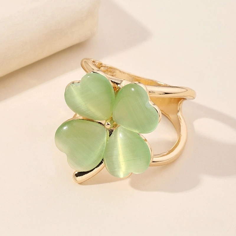 Hebilla de bufanda de piedra de ojo de gato de trébol de cuatro hojas, cuerno de Metal para mujer, hebillas de fijación de gemas de ojo de gato, hebilla decorativa para bufanda de ropa