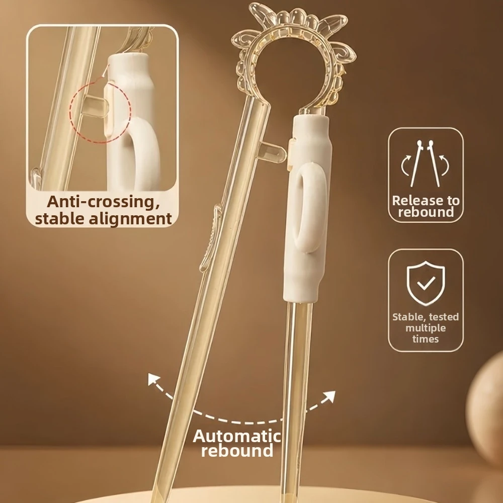 1/2PCS Food Grade Kids Training Chopsticks Transparent Design Cartoon Shape Baby Learning Chopsticks High Temperature Resistance