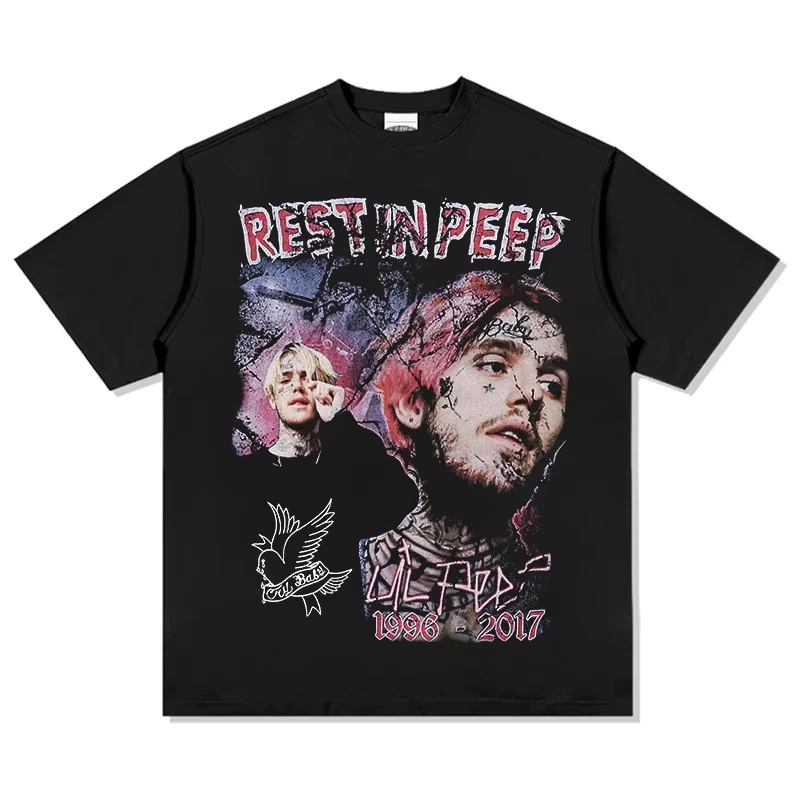 Lil Peep REST IN PEEP 1996-2017 Graphic T-Shirt Unisex Oversized Soft Cotton Emo Punk Fashion Short Sleeve Garment