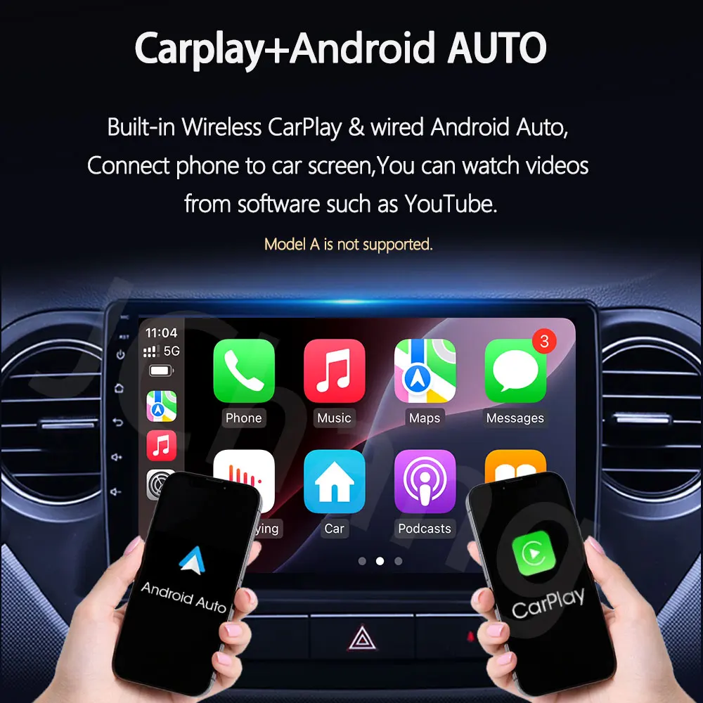 Wireless Carplay 2K QLED For Ford Mustang 2010 - 2014 Android 16 DSP Stereo Radio GPS Navi EQ 2 Din Bluetooth Multimedia Player